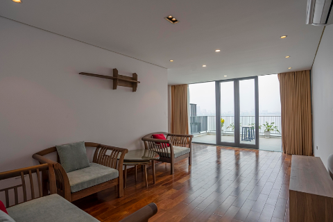Lake view 1 bedroom apartment with a large balcony for rent in Yen Phu village, Tay Ho