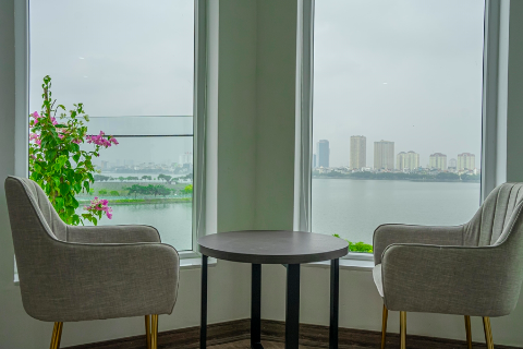 Stunning and lake view 3 bedroom apartment for rent on To Ngoc Van street, Tay Ho