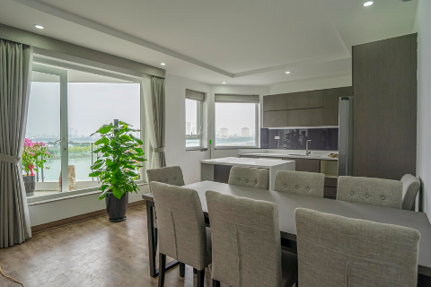 Stunning and lake view 3 bedroom apartment for rent on To Ngoc Van street, Tay Ho