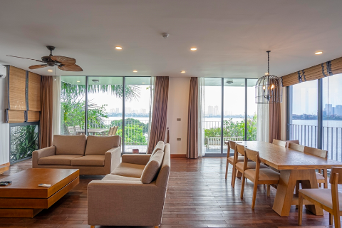 Lake view 3 bedroom apartment with a spacious balcony for rent on Quang Khanh street, Tay Ho