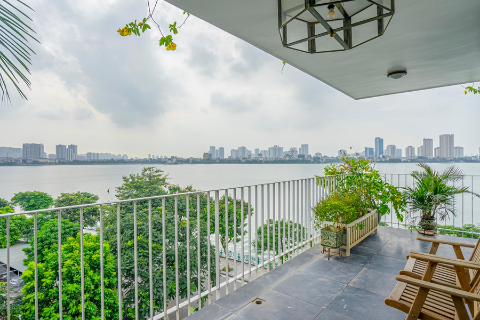 Lake view 3 bedroom apartment with a spacious balcony for rent on Quang Khanh street, Tay Ho