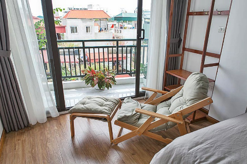 Bright and airy 2 bedroom apartment with balcony for rent near Lotte tower, Ba Dinh, Hanoi