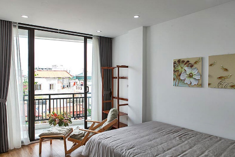 Bright and airy 2 bedroom apartment with balcony for rent near Lotte tower, Ba Dinh, Hanoi