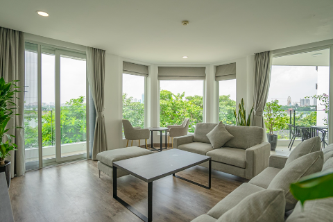 Spacious and lake view 3 bedroom apartment for rent on To Ngoc Van street, Tay Ho