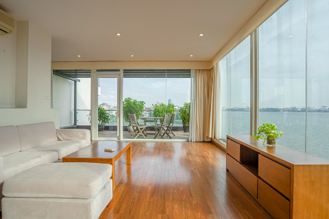 Lake view 2 bedroom apartment with a large balcony for ren on Quang An street, Tay Ho