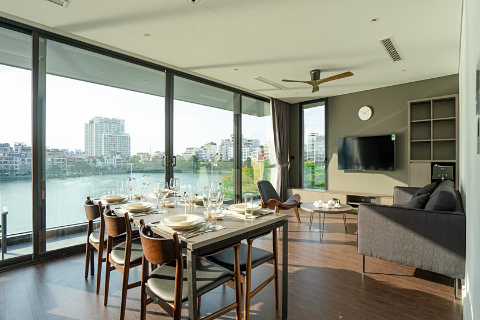 Amazing lake view and brand new 2 bedroom apartment for rent in Tay Ho, near Sheraton Hanoi Hotel