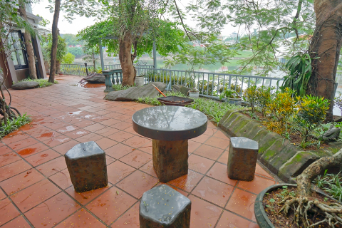 Lake view 3 bedroom house with a spacious garden for rent in Tay Ho