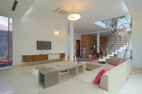 Modern and full of natural light house for rent in Tay Ho with a beautiful garden, car access