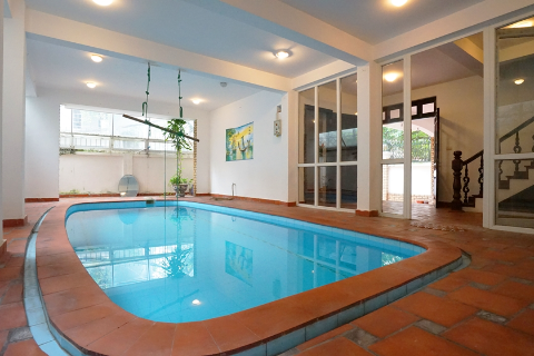 Swimming pool villa of 4 bedrooms with garden for rent on To Ngoc Van street, Tay Ho, Hanoi