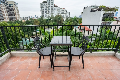 Bright one bedroom apartment with 2 balconies on the top floor for rent in Dang Thai Mai, Tay Ho