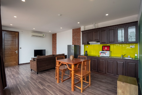 Bright one bedroom apartment with 2 balconies on the top floor for rent in Dang Thai Mai, Tay Ho