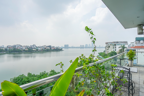 Lake view 2 bedroom apartment on the high floor for rent on Quang An street, Tay Ho