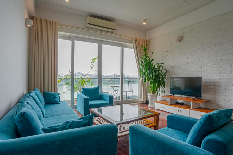 Lake view 2 bedroom apartment on the high floor for rent on Quang An street, Tay Ho