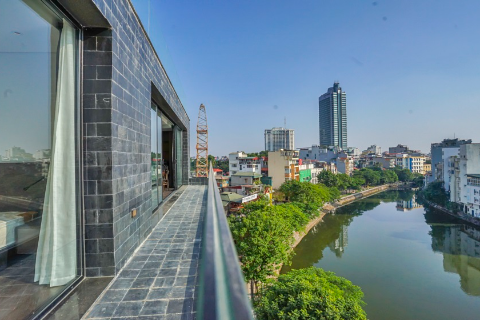 Lake view apartment with 2 bedrooms and modern design for rent in Truc Bach, Hanoi