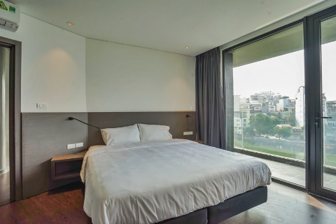 Lake view apartment with 2 bedrooms and modern design for rent in Truc Bach, Hanoi