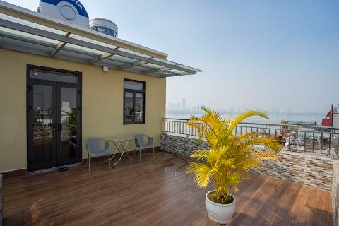 Lake view 1 bedroom apartment on the top floor with big balcony for rent in Tay Ho