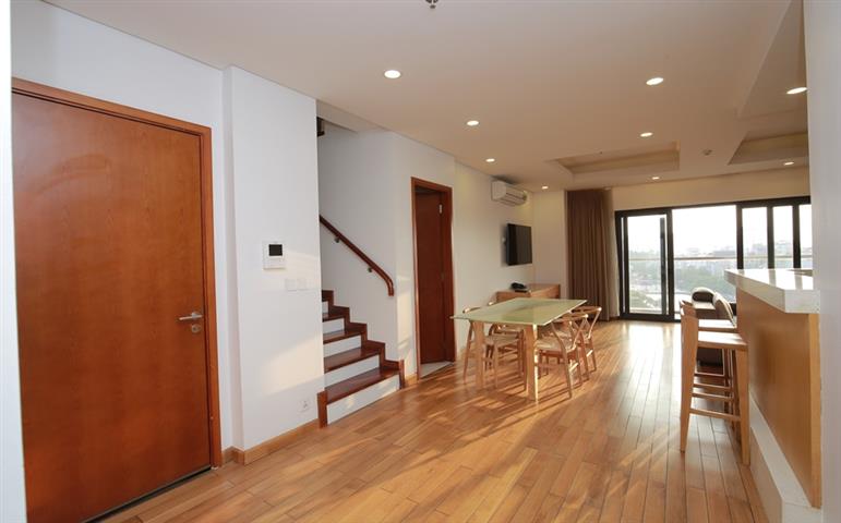Top floor duplex 3 bedroom apartment with a huge balcony for rent on Trinh Cong Son street, Tay Ho