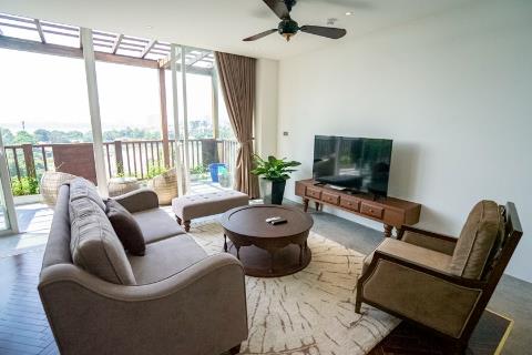 Lake view 3 bedroom apartment with a large balcony for rent on Xom Chua street, Tay Ho