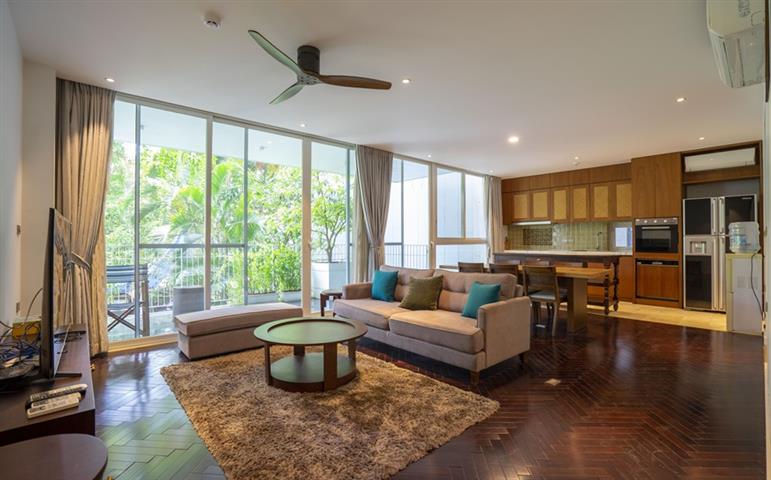 Modern 3 bedroom apartment with a spacious balcony for rent on To Ngoc Van street, Tay Ho