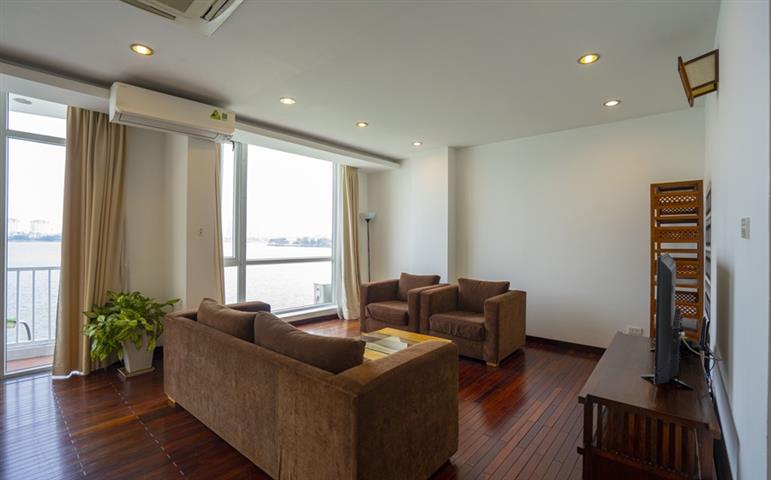 Lake view apartment with 3 bedrooms for rent on Quang Khanh street, Tay Ho.