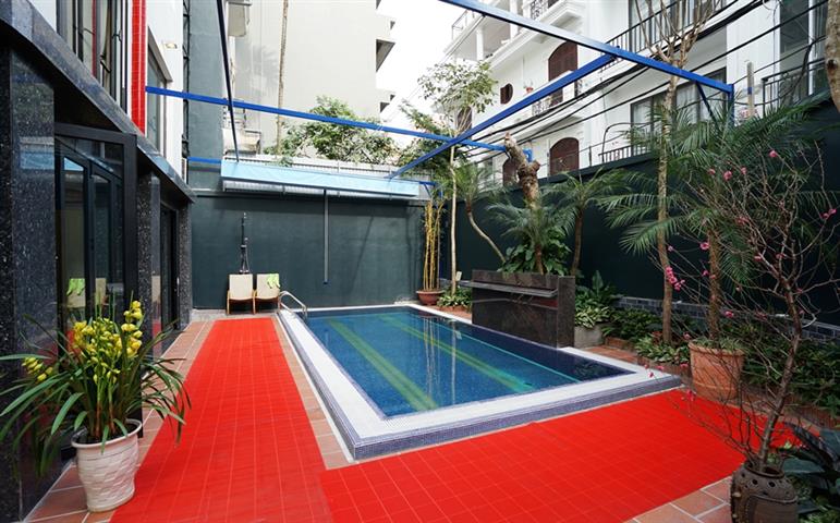 Duplex apartment for rent with 3 bedrooms and private swimming pool in Xuan Dieu, Tay Ho