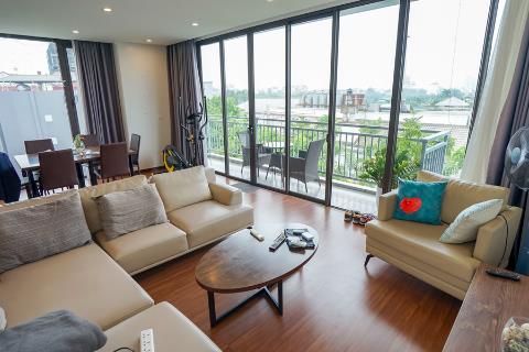 Fully furnished 2 bedroom + 1 working room apartment with a balcony for rent in Tu Hoa, Tay Ho