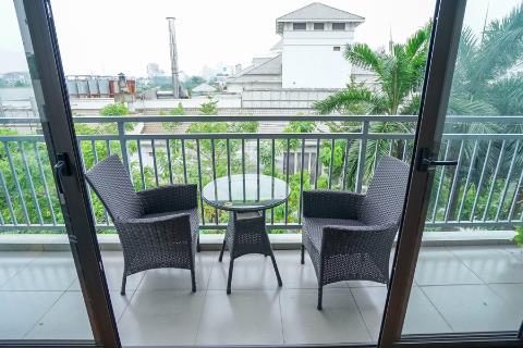 Fully furnished 2 bedroom + 1 working room apartment with a balcony for rent in Tu Hoa, Tay Ho