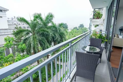 Fully furnished 2 bedroom + 1 working room apartment with a balcony for rent in Tu Hoa, Tay Ho