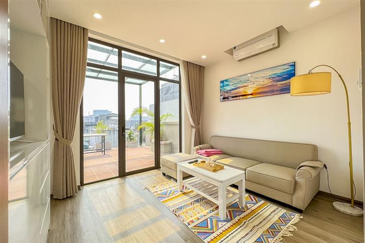 Modern 1 bedroom apartment with spacious balcony, lots of natural light for rent in To Ngoc Van, Tay Ho