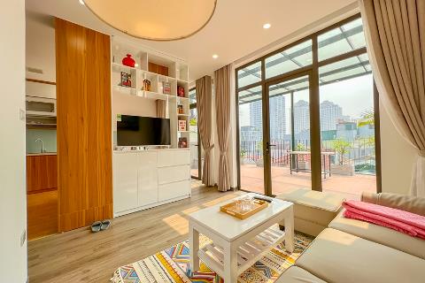 Modern 1 bedroom apartment with spacious balcony, lots of natural light for rent in To Ngoc Van, Tay Ho