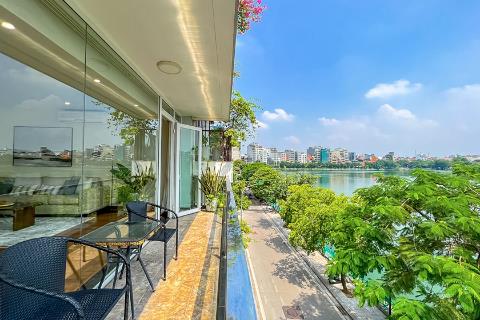 Lake view 3 bedroom apartment with a spacious balcony for rent on Quang An street