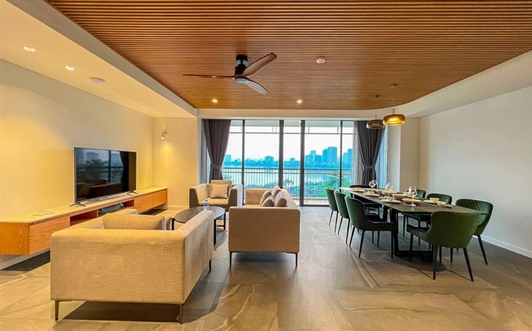 Modern 3-bedroom lake view apartment for rent with spacious balcony in Tay Ho, Hanoi