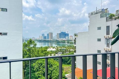 Lake view and modern 3 bedroom apartment plus a workroom for rent in Au Co, Tay Ho