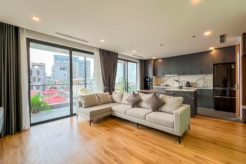 Brand new and modern 1 bedroom apartment, spacious balcony, lake view for rent on Xuan Dieu street