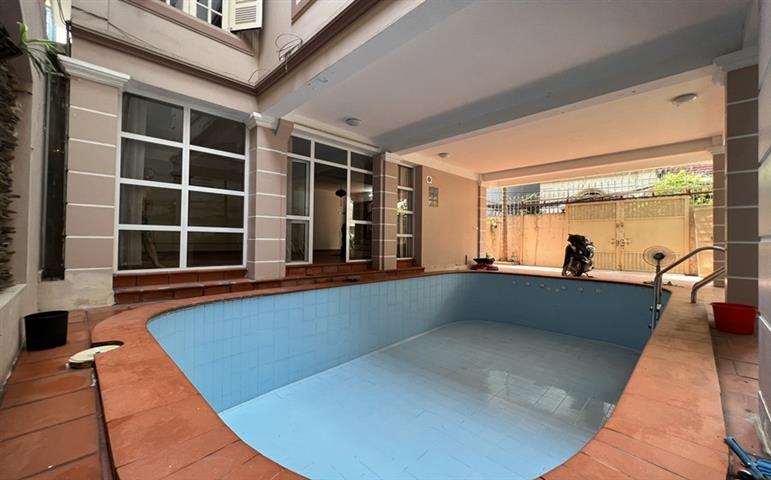 Swimming pool villa of 5 bedrooms with garden for rent on To Ngoc Van street, Tay Ho