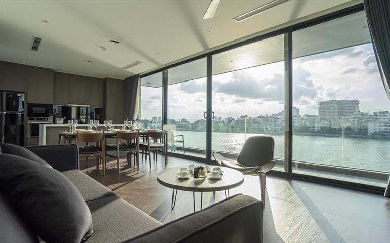 Amazing lake view and brand new 2 bedroom apartment for rent in Tay Ho, near Sheraton Hanoi Hotel