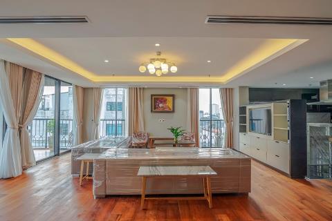 Luxurious 3 bedroom apartment with beautiful balcony for rent in Hoan Kiem district, Hanoi.