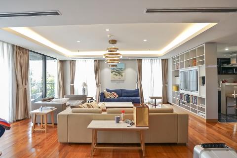 Luxurious 3 bedroom apartment with beautiful balcony for rent in Hoan Kiem district, Hanoi.