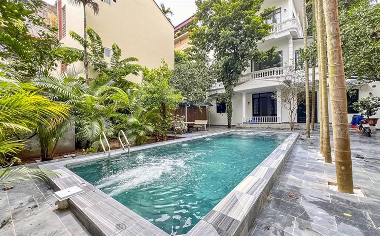 Unique outdoor swimming pool & Big garden Villa for rent in Tay Ho, Hanoi